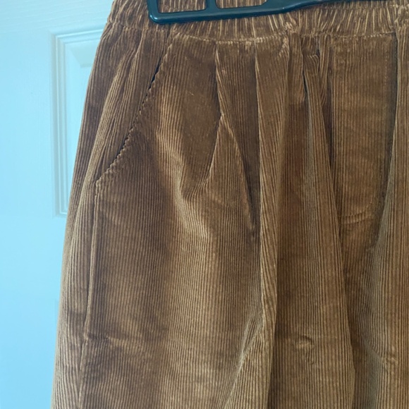 Corduroy Elastic Waist Loose Fit Brown Pants Small - Picture 6 of 11